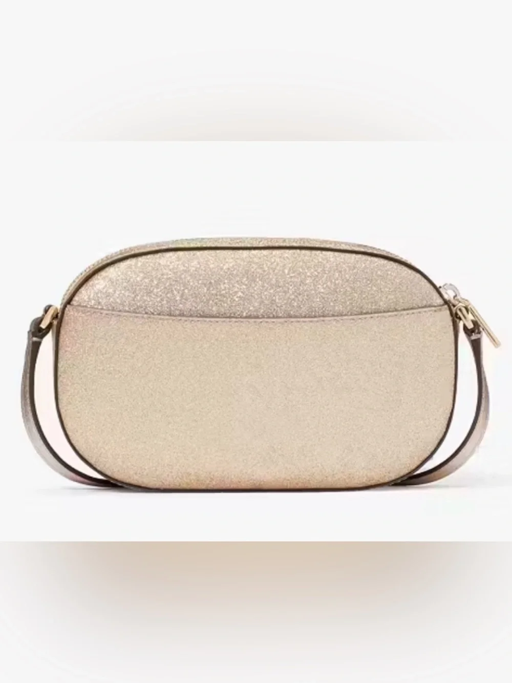 NWT KATE SPADE ♠️ GOLD glitter Glimmer Oval CROSSBODY Camera Bag